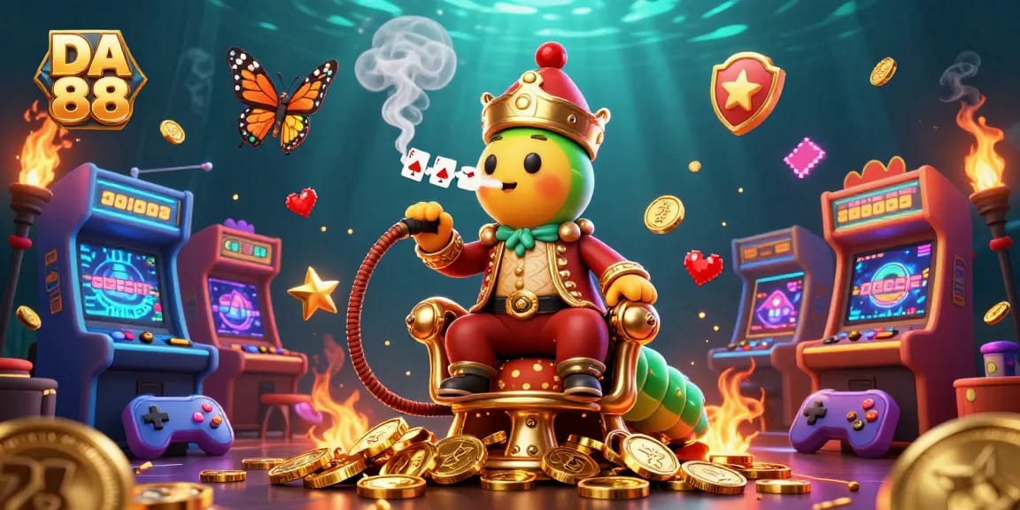Engage with DA 88's vibrant 3D casino scene featuring unique characters and elements.