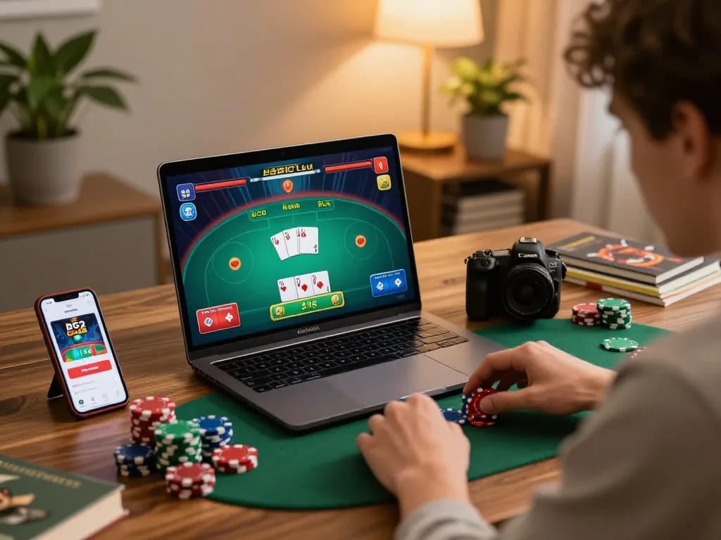 Engaging poker gameplay on B52 Club app shows strategic betting and home comforts.