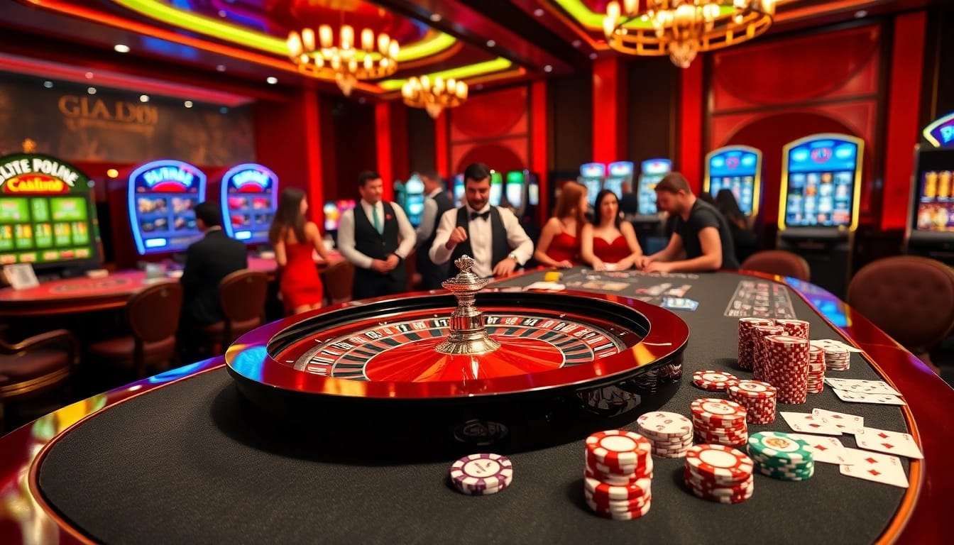Experience thrilling gameplay at https://gg88.mov/ with an elegant casino gaming scene featuring roulette and vibrant poker chips.