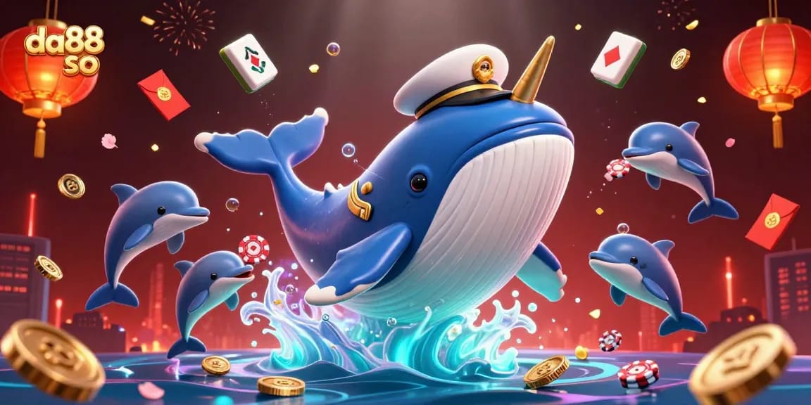 Experience thrilling wins with da88 so, featuring a vibrant casino scene with playful characters.