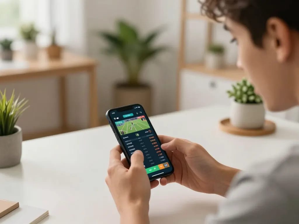 Placing bets on Link mới Da88 app while enjoying a stylish home office setting.