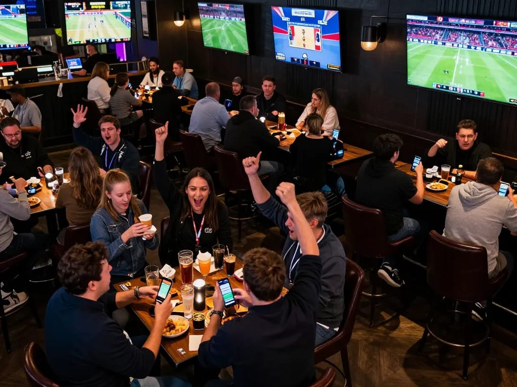 Experience thrilling sports betting at DA88 with fans engaging in live betting action.