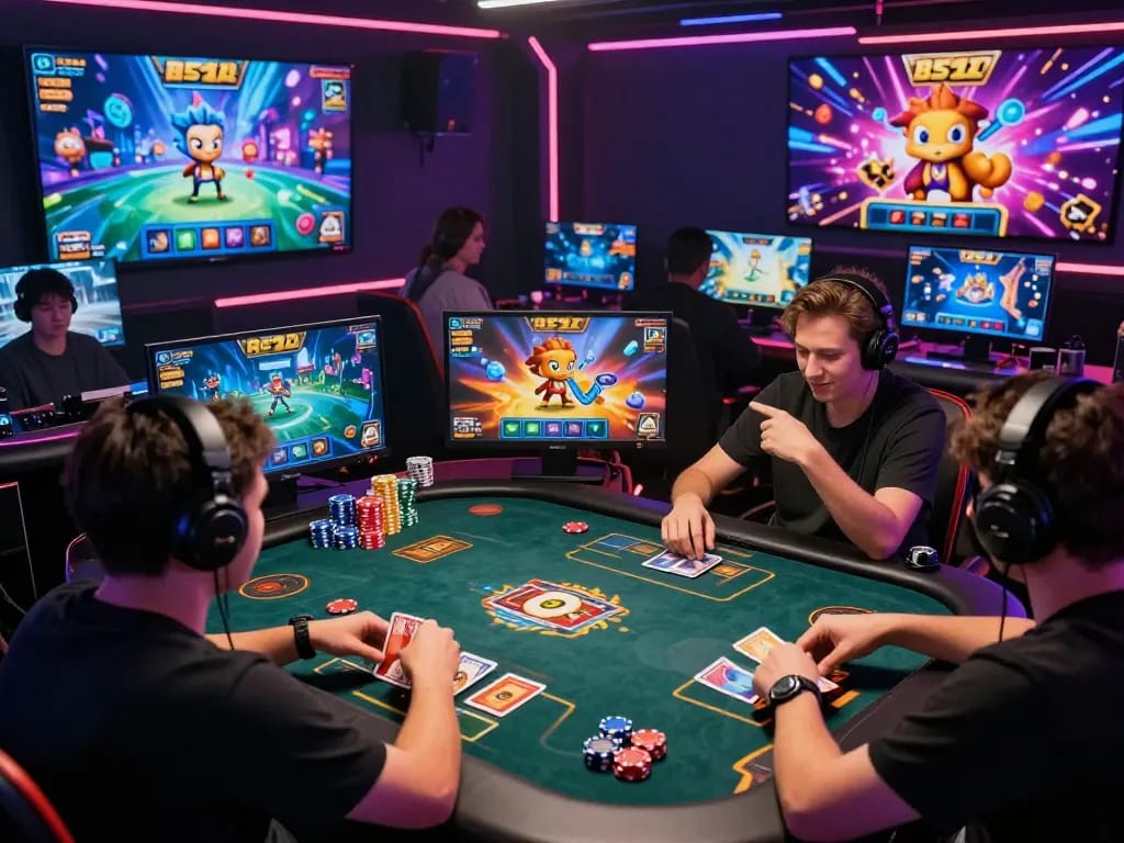 B52 Club online gaming personalities celebrating wins in a vibrant virtual environment
