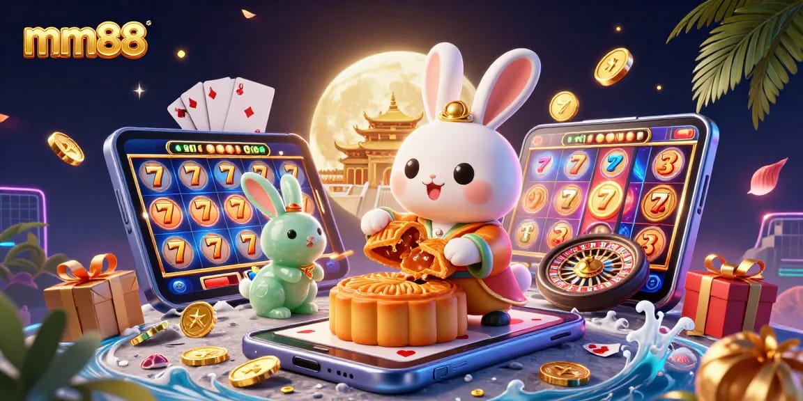Experience thrilling gameplay at mm88 with a vibrant scene featuring a whimsical moon rabbit and engaging casino elements.