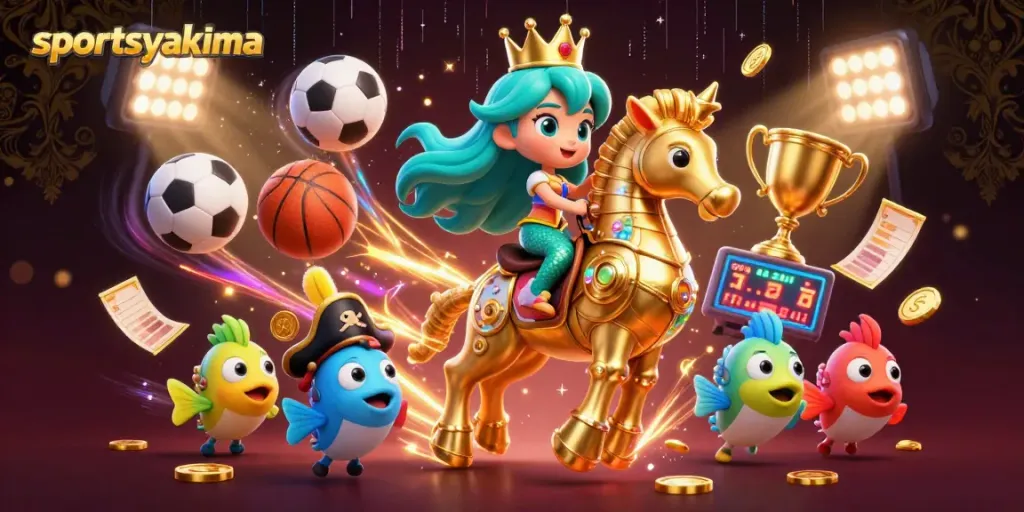 Bet on sportsyakima with vibrant mermaid-themed casino adventure and dynamic sports elements.