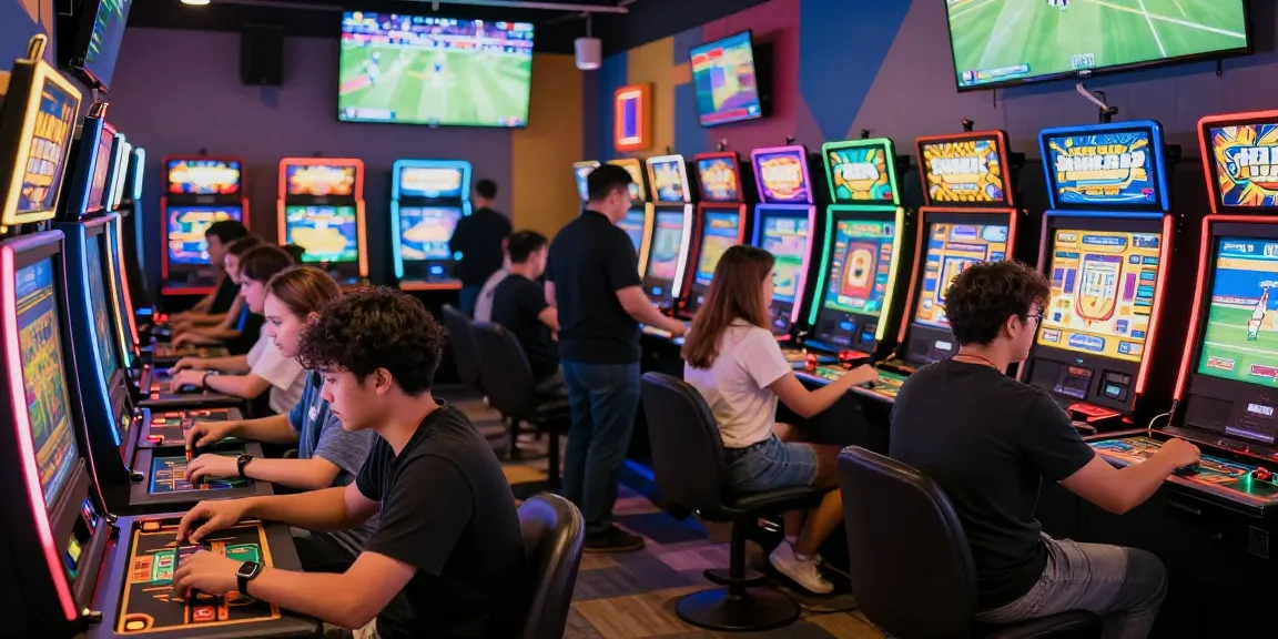 Exciting gaming atmosphere at MMOO.COM with diverse players enjoying table games and electronic slots.