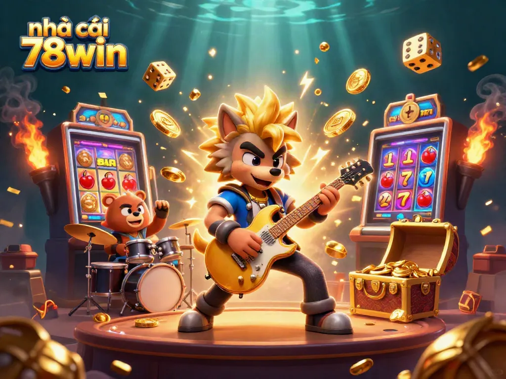 Experience the thrill of nhà cái 78win as vibrant casino elements burst in a lively scene.