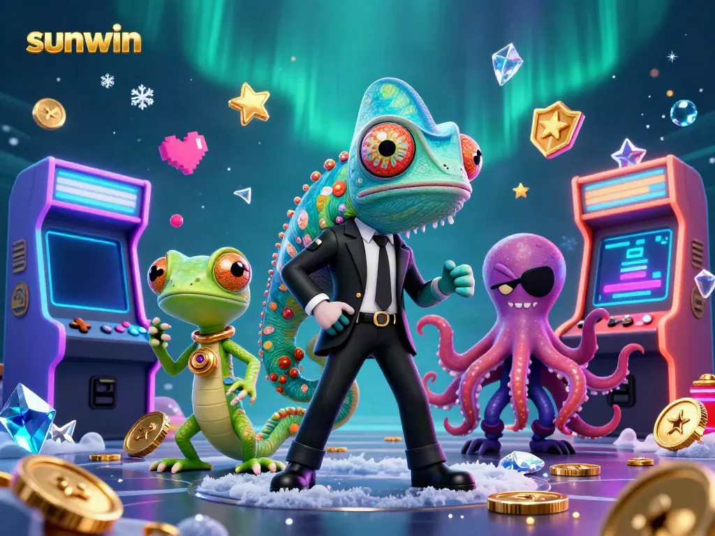 Experience thrilling gaming with sunwin in an animated 3D casino scene featuring vibrant characters and dynamic elements.