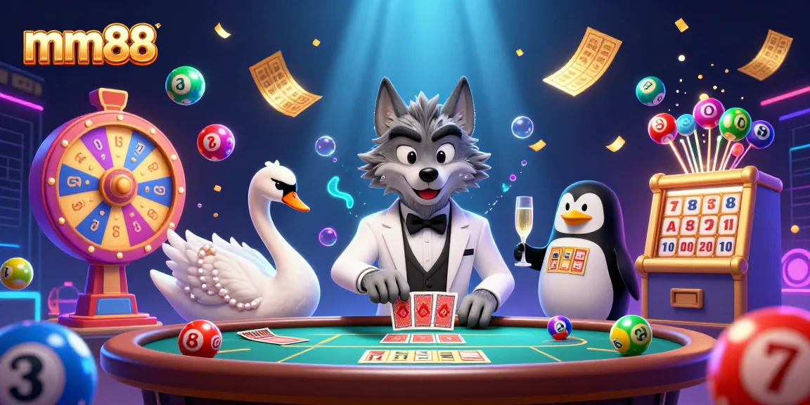 Playing baccarat at mm88 with elegant characters and dynamic casino elements creating an engaging scene.
